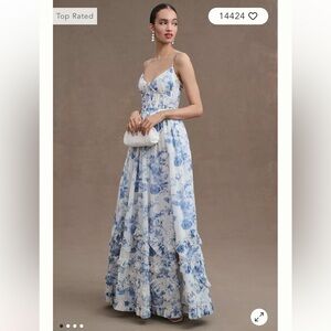 V. Chapman Carmen Corset Front-Slit Ruffled Gown